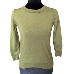 Flawed J Crew Olive Green Merino Wool Crewneck Top Grunge Earthy Gorpcore Small